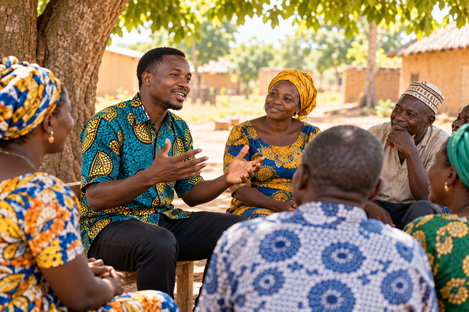 Illustration of community members discussing a shared plan